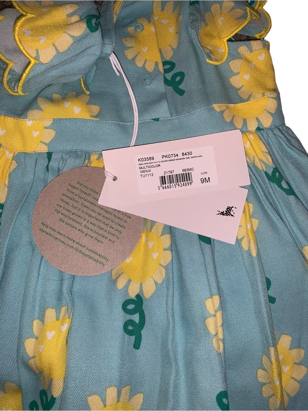 🌻 Stella McCartney Kids NWT Sunflower Scallop Dress - 9M - Picture 6 of 10